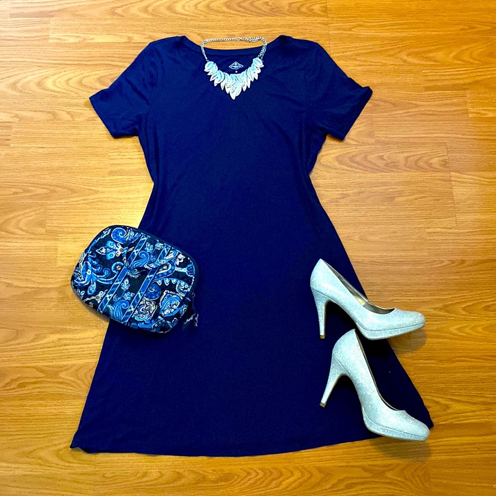 Navy slip summer TShirt dress Vera Bradley Clutch Bag Purse Set